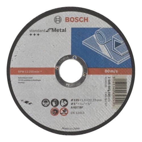 Bosch - 125*1,6 mm Standard Seri Düz Metal Kesme Diski (Taş)
