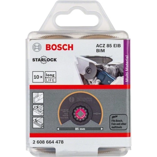 Bosch - Starlock - ACZ 85 EIB - BIM-TIN Çoklu Malzeme İçin Segman Testere Bıçağı, Bombeli 10'lu