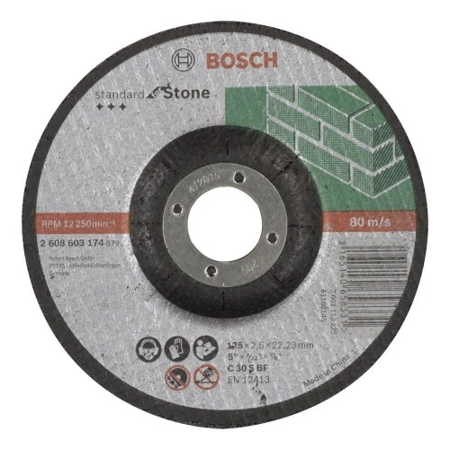 Bosch - 125*2,5 mm Standard Seri Bombeli Taş Kesme Diski (Taş)