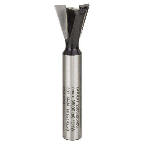 Bosch - Standard Seri Ahşap İçin Çift Oluklu, Sert Metal Kırlangıç Kuyruğu Freze Ucu 8*14*55mm