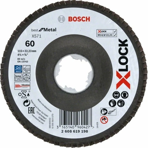 Bosch - X-LOCK - 115 mm 60 Kum Best Serisi Metal Flap Disk