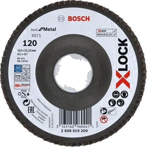 Bosch - X-LOCK - 115 mm 120 Kum Best Serisi Metal Flap Disk