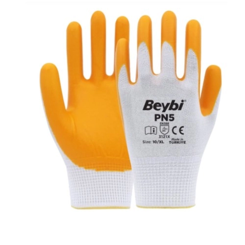 Beybi PN5 Polyester Örme Nitril Eldiven No:10 -288 Çift