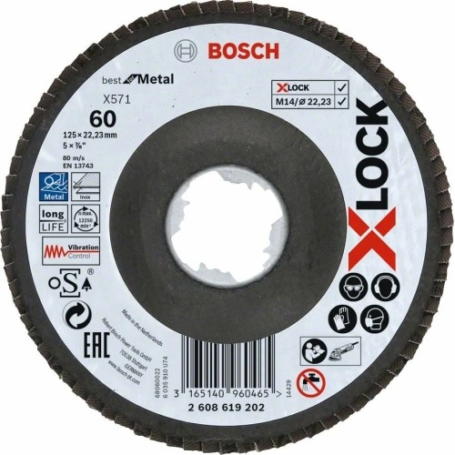 Bosch - X-LOCK - 125 mm 60 Kum Best Serisi Metal Flap Disk