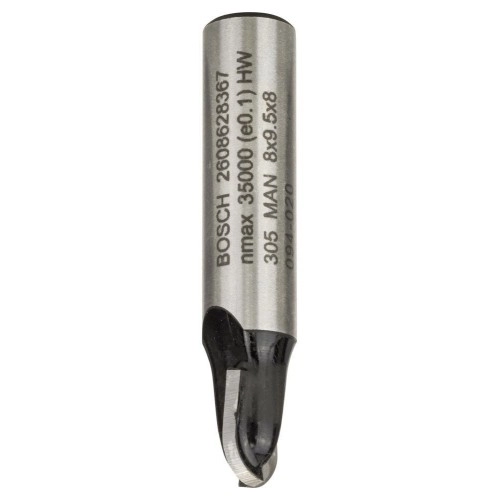 Bosch - Standard Seri Ahşap İçin Çift Oluklu, Sert Metal Dalma Yarımay Freze 8*8*40*4 mm