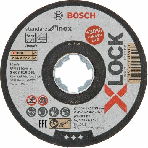 Bosch - X-LOCK - 115*1,0 mm Standard Seri Düz Inox (Paslanmaz Çelik) Kesme Diski (Taş) - Rapido