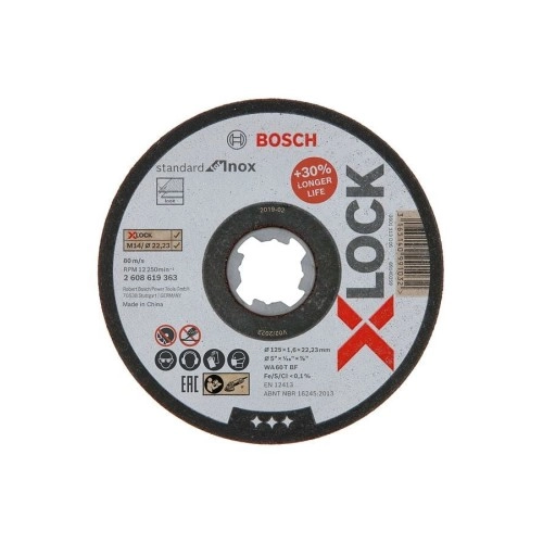 Bosch - X-LOCK - 125*1,6 mm Standard Seri Düz Inox (Paslanmaz Çelik) Kesme Diski (Taş)