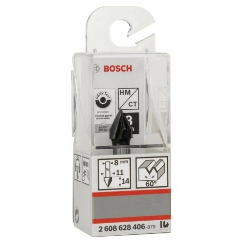 Bosch - Standard Seri Ahşap İçin Çift Oluklu Sert Metal V-Kanal Freze 8*11*45 mm