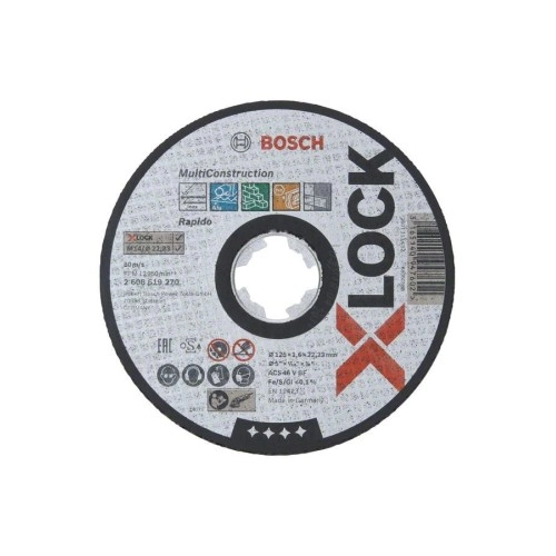 Bosch - X-LOCK - 125*1,6 mm Çoklu Malzemelerde Kullanım İçin Düz Kesme Diski (Taş)