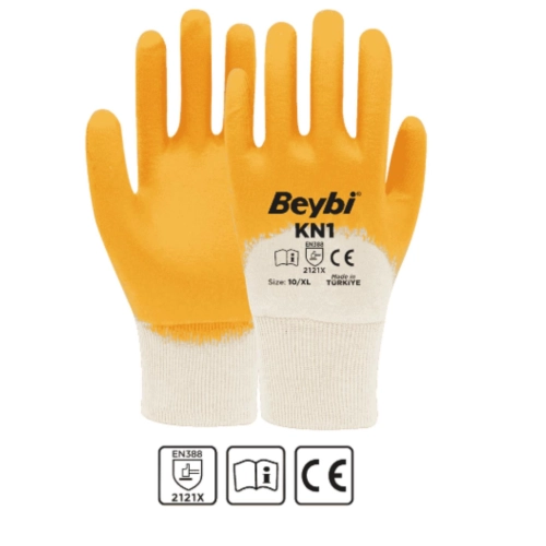 Beybi KN1 Pamuk Astarlı Nitril Eldiven No: 9 - 288 Adet -