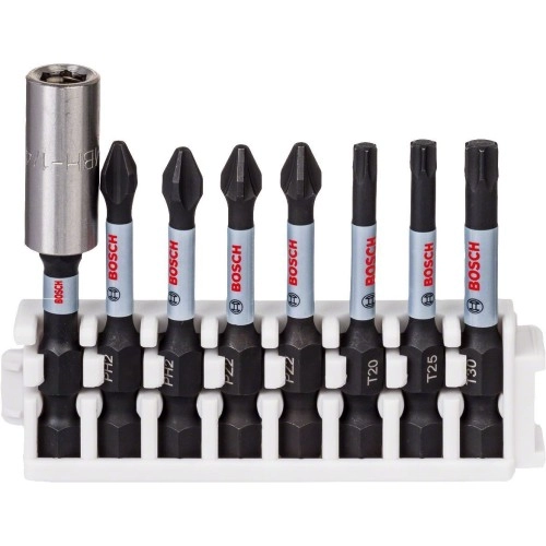 Bosch - Impact Control Serisi Vidalama Ucu 8'li PH2x2/PZ2x2/T20/T30 *50mm + Standart Tutucu *60mm