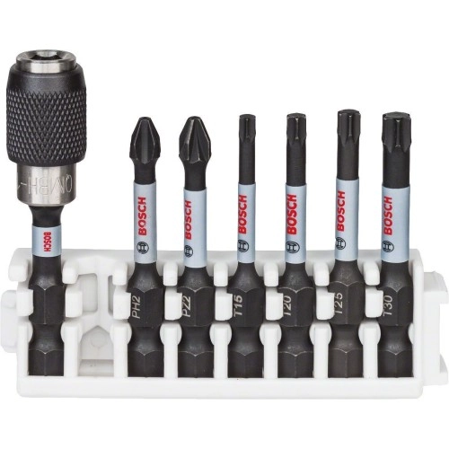 Bosch - Impact Control Serisi Vidalama Ucu 8'li PH2/PZ2/T15/T20/T25/T30 *50mm + Hızlı Uç Değiştirme Mandrenli Universal Tutucu