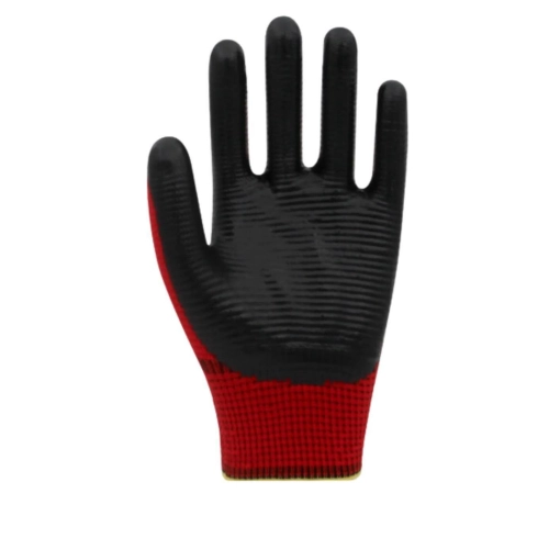 Beybi PN3 Zebra Polyester Kırmızı Örme Nitril Eldiven No:10 - 288 Çift