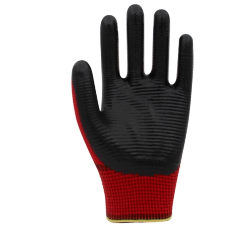 Beybi PN Zebra Kırmızı Siyah Polyester Örme Nitril Eldiven No: 10- 288 Çift