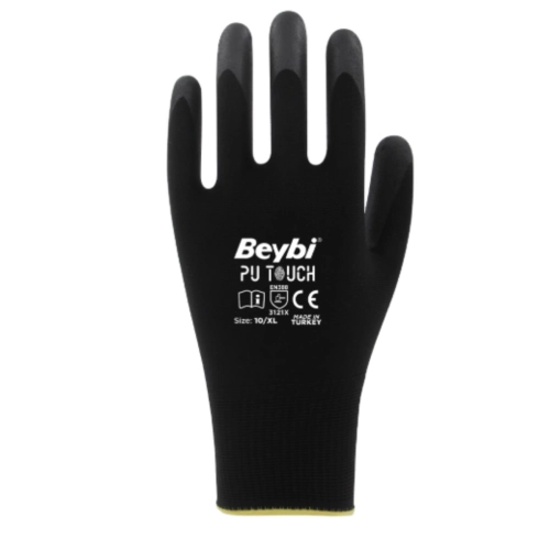 Beybi PN Zebra Kırmızı Siyah Polyester Örme Nitril Eldiven No: 10- 288 Çift