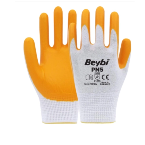Beybi PN5 Polyester Örme Nitril Eldiven No:10 -288 Çift