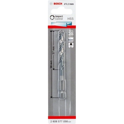 Bosch - Altıgen Şaftlı - Impact Control - HSS Metal Matkap Ucu 6,0*98mm