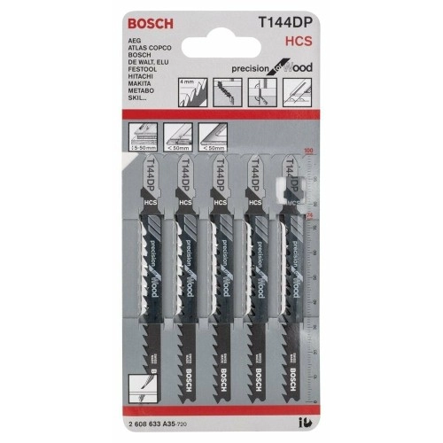 Bosch - Hassas Kesim Serisi Ahşap İçin T 144 DP Dekupaj Testeresi Bıçağı - 5'Li Paket