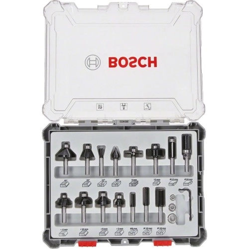 Bosch - Profesyonel 15 Parça Karışık Freze Ucu Seti 8 mm Şaftlı