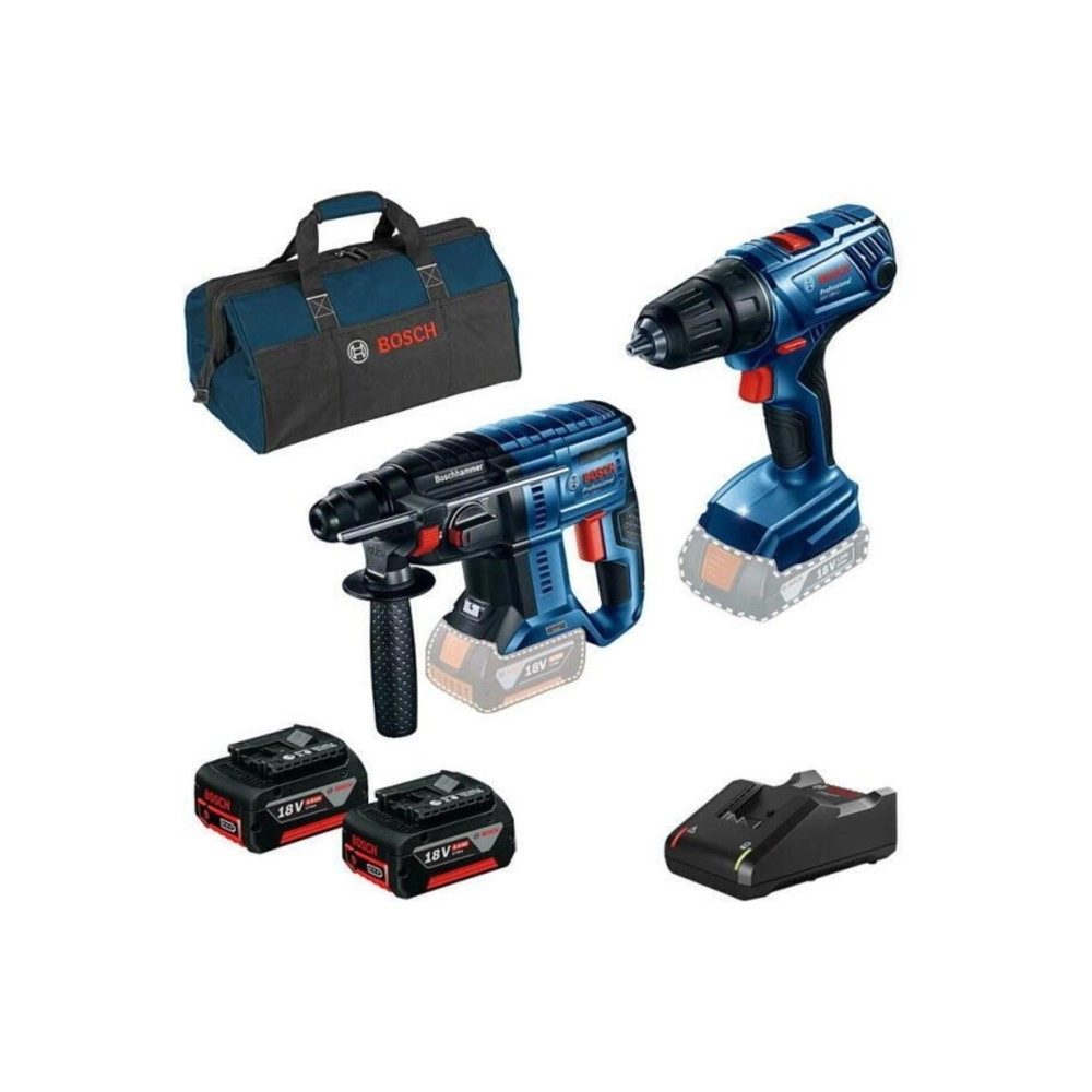 Bosch GBH 180-LI + GSR 180-LI + 2 x akü GBA 18V 4,0Ah + GAL 18V-40 + Bag