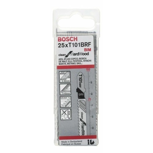Bosch - Temiz Kesim Serisi Sert Ahşap İçin T 101 BRF Dekupaj Testeresi Bıçağı - 25'Li Paket