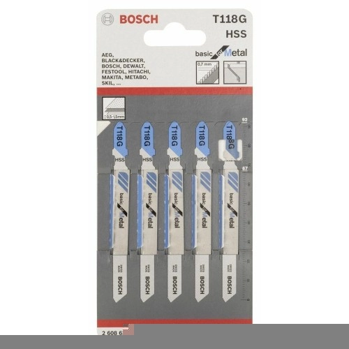 Bosch - Ekonomik Seri Metal İçin T 118 G Dekupaj Testeresi Bıçağı - 5'Li Paket
