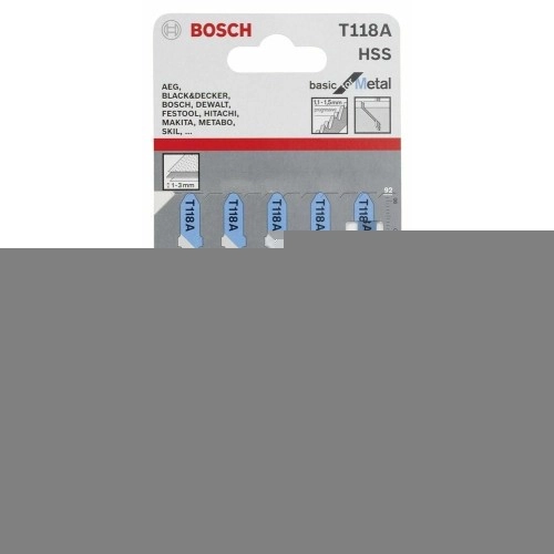 Bosch - Ekonomik Seri Metal İçin T 118 A Dekupaj Testeresi Bıçağı - 5'Li Paket