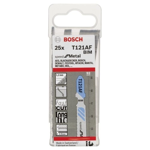 Bosch - Hızlı Kesim Serisi Metal İçin T 121 AF Dekupaj Testeresi Bıçağı - 25'Li Paket