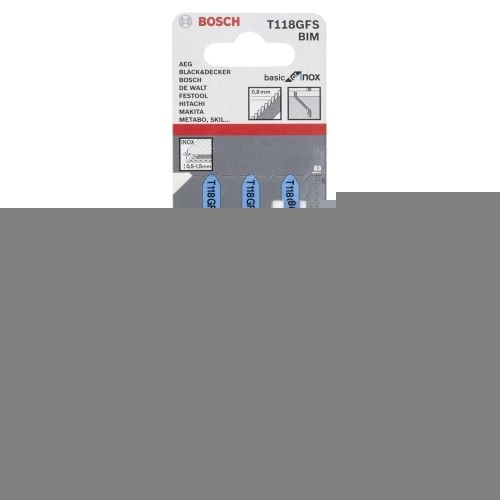 Bosch - Ekonomik Seri Inox (Paslanmaz Çelik) İçin T 118 GFS Dekupaj Testeresi Bıçağı - 3'Lü Paket