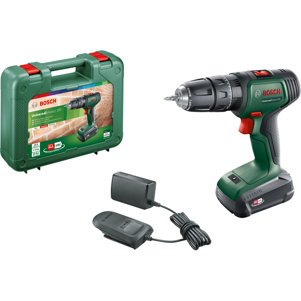 Bosch UniversalImpact 18 Tek Akülü Darbeli Delme Vidalama Makinesi (1 x 1,5Ah)
