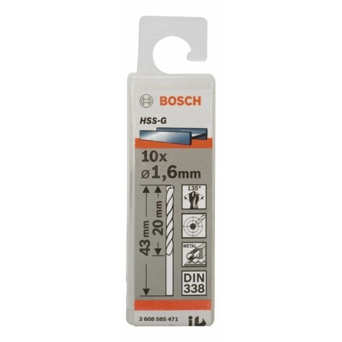 Bosch - HSS-G Metal Matkap Ucu 1,6*43 mm 10'lu Paket