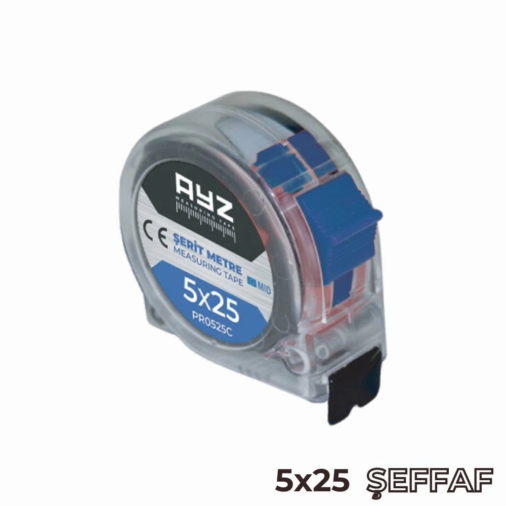 AYZ 5x25 Şeffaf Şerit Metre