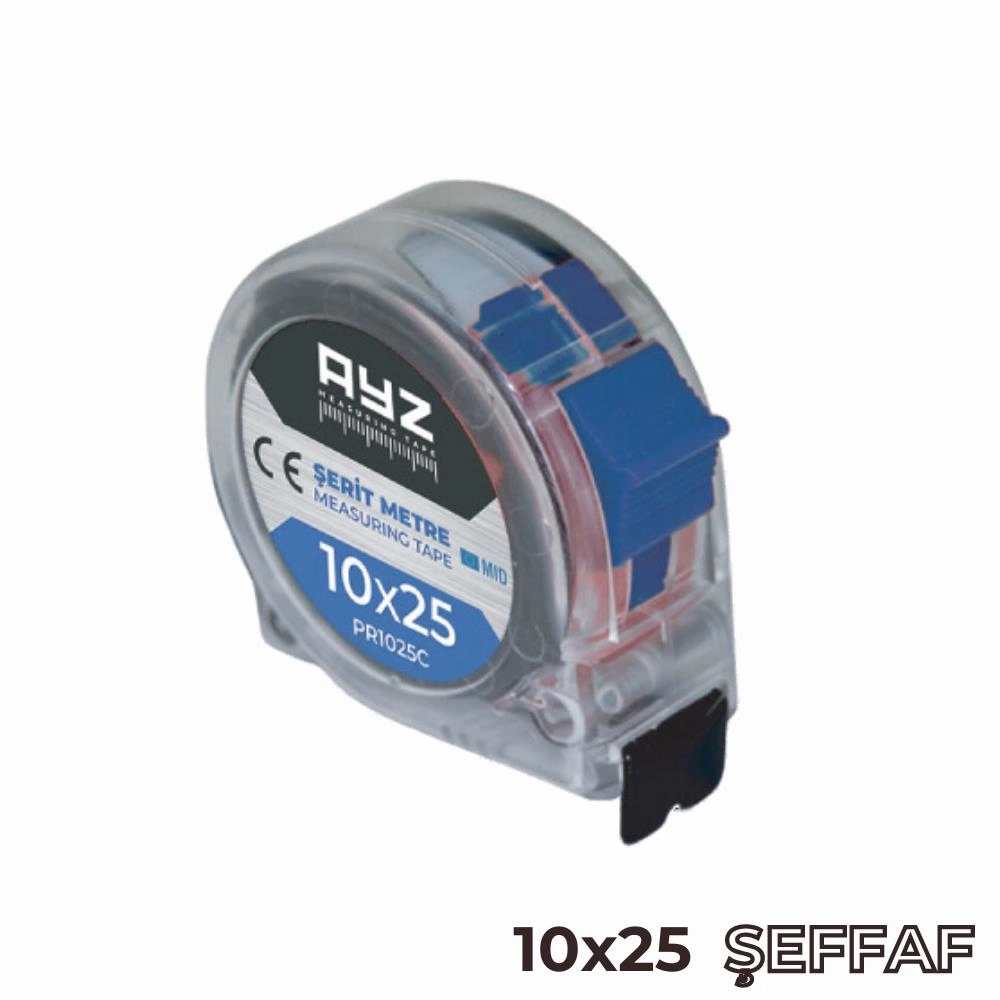 AYZ 10x25 Şeffaf Şerit Metre