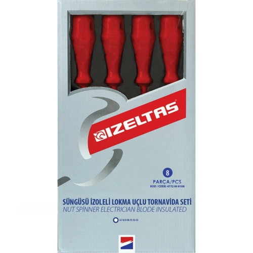 İzeltaş Süngüsü İzoleli Lokma Uçlu Tornavida Seti 8'Li